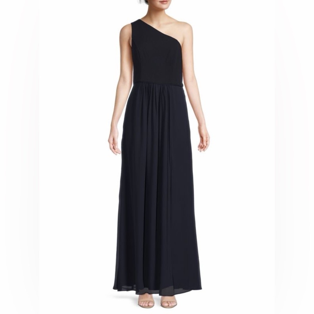 Adrianna Papell Women’s One Shoulder Chiffon Gown Dress